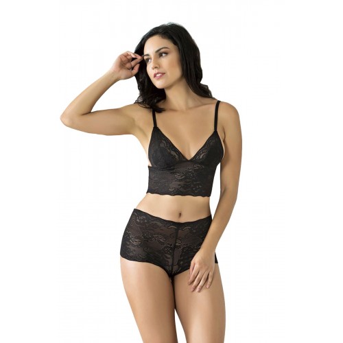 Siyah Bralet Dantelli Sütyen Takım 2' Li - 6510 - Beden Standart