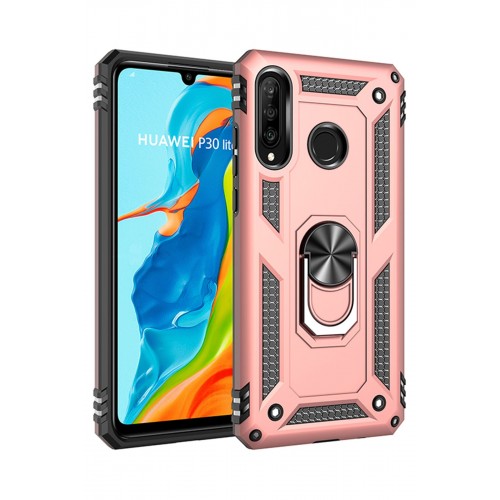 Newface Huawei P30 Lite Kılıf Sofya Yüzüklü Silikon Kapak - Rose