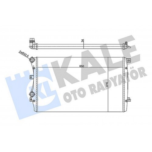 SU RADYATÖRÜ AUDI A3-SEAT ALTEA-LEON-TOLEDO III-SKODA OCTAVIA III-SUPERB II-YETİ II-VW BEETLE-CADDY II-IV-EOS-GOLF V-VI-JETTA III-IV-PASSAT-SCIROCCO-TOURAN 1.4TSI 1.9TDI 04 MT MEKANİK 650X416X34