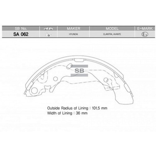 ARKA PABUÇ BALATA ACCENT 03 COUPE 96-02 ELANTRA 96-00 GS8569 203x39