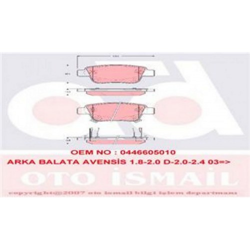 ARKA BALATASI AVENSIS 1.8-2.0-2.4 03 COROLLA 04 GDB3337-GDB3456