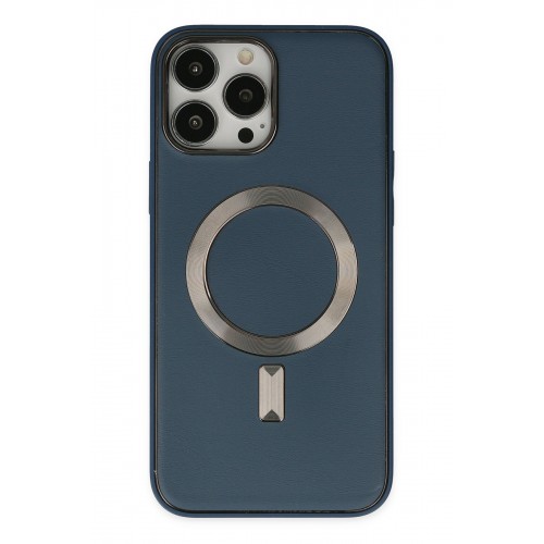 Newface iPhone 13 Pro Kılıf Coco Deri Magneticsafe Silikon - Lacivert