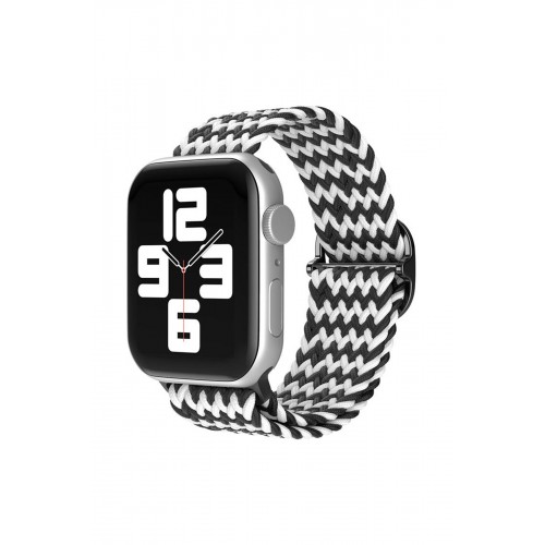 Newface Apple Watch 38mm Star Kordon - Zigzag Siyah-Beyaz