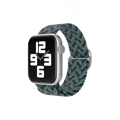 Newface Apple Watch 41mm Star Kordon - Zigzag Mavi-Yeşil