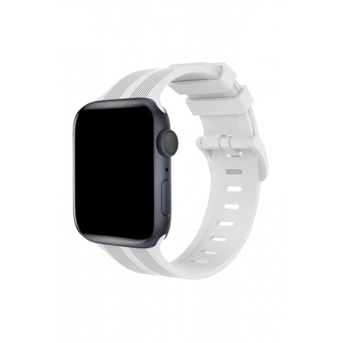 Newface Apple Watch 38mm KR408 Çizgili Silikon Kordon - Beyaz