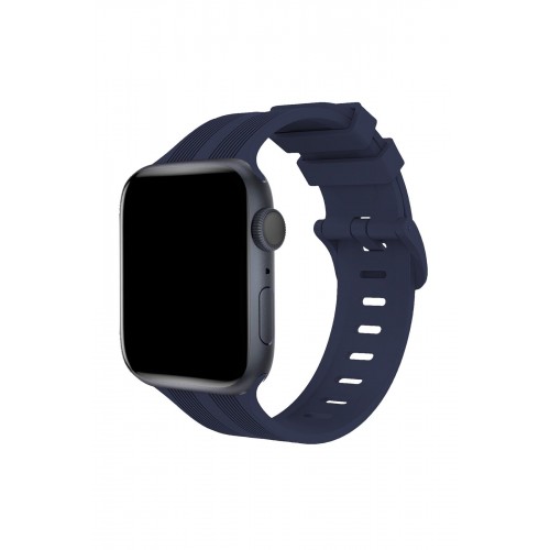 Newface Apple Watch 38mm KR408 Çizgili Silikon Kordon - Lacivert