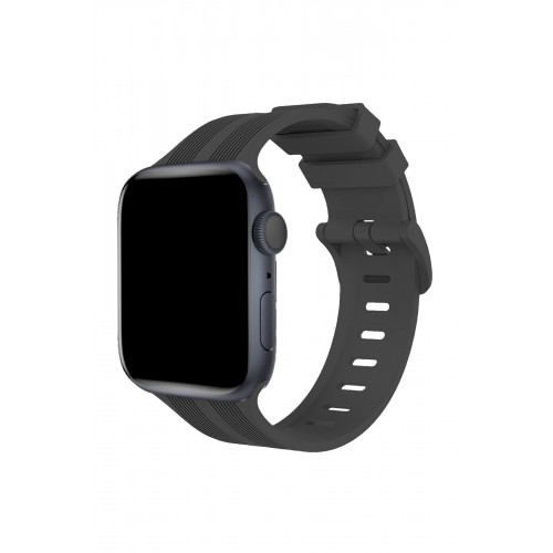 Newface Apple Watch 38mm KR408 Çizgili Silikon Kordon - Koyu Gri