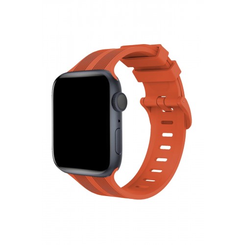 Newface Apple Watch 40mm KR408 Çizgili Silikon Kordon - Turuncu