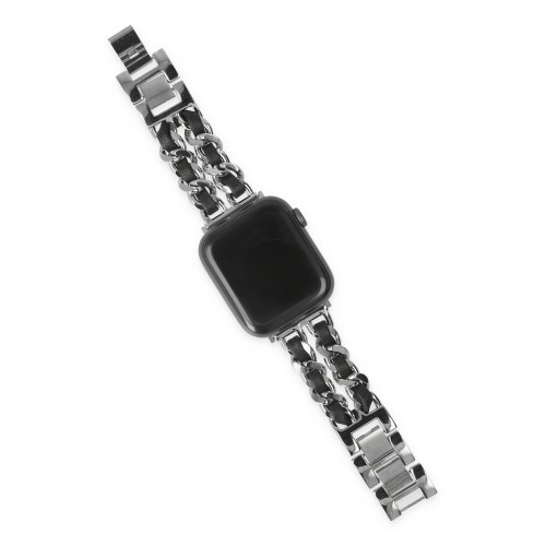 Newface Apple Watch 38mm KR405 Metal Bakla Kordon - Gümüş