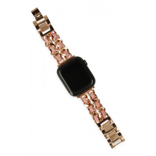 Newface Apple Watch 38mm KR405 Metal Bakla Kordon - Pudra