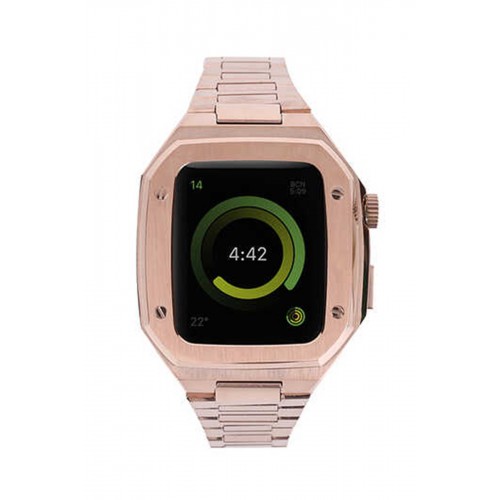 Newface Apple Watch 44mm Metal Petek Kasalı Kordon - Rose Gold