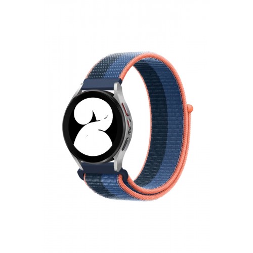 Newface Samsung Galaxy Watch 4 Hasırlı Cırtcırtlı Kordon - Siyah-Mavi