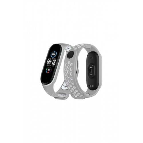 Newface Xiaomi Mi Band 7 Spor Delikli Kordon - Gri-Beyaz