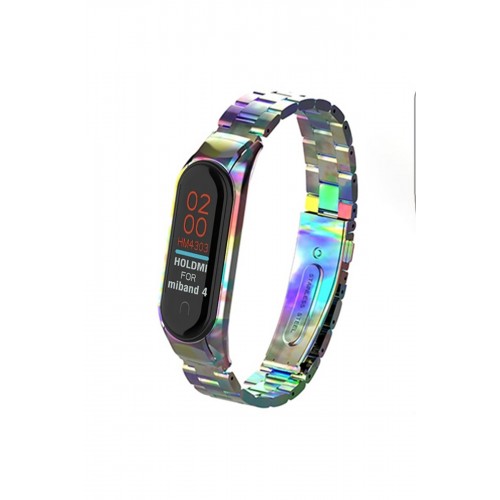 Newface Xiaomi Mi Band 3 Metal Baklalı Kordon - Rainbow