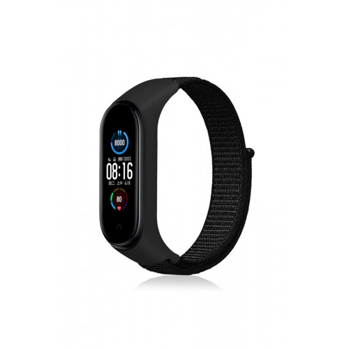 Newface Xiaomi Mi Band 3 Hasırlı Cırtcırtlı Kordon - Siyah