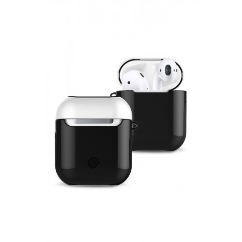 Newface Airpods (1.nesil) 3in1 Kılıf - Siyah-Beyaz