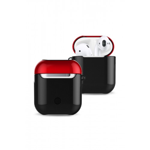 Newface Airpods (1.nesil) 3in1 Kılıf - Siyah-Kırmızı