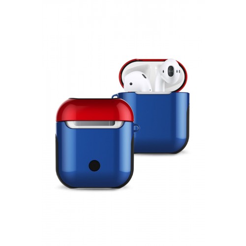 Newface Airpods 2 (2.nesil) 3in1 Kılıf - Lacivert-Kırmızı