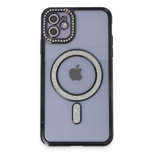 Newface iPhone 11 Kılıf Joke Simli Magneticsafe Kılıf - Siyah