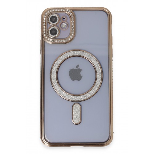 Newface iPhone 11 Kılıf Joke Simli Magneticsafe Kılıf - Gold