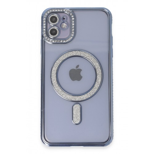 Newface iPhone 11 Kılıf Joke Simli Magneticsafe Kılıf - Mavi