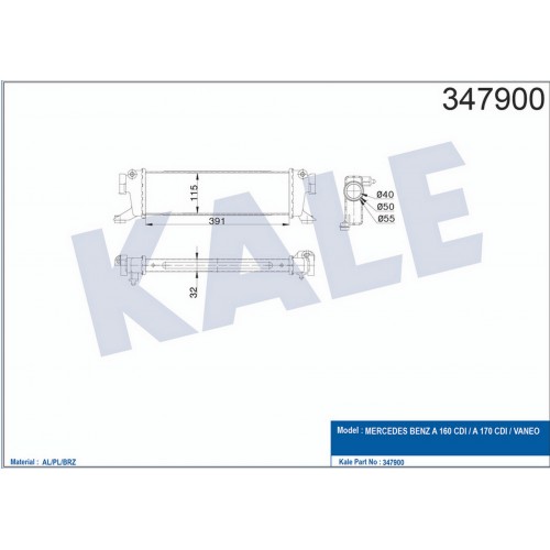 TURBOSARJ RADYATORU MERCEDES A-CLASS W168 01 04 VANEO 414 02 05