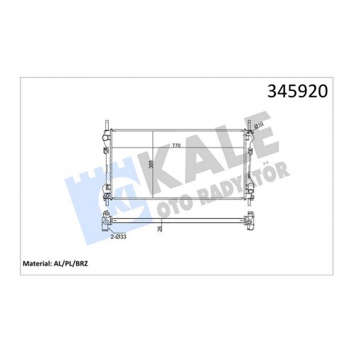 RADYATÖR FORD TRANSİT V184 2.0DI-TDCİ 00-06 770x389x26 AC /- MEK AL/PL/BRZ