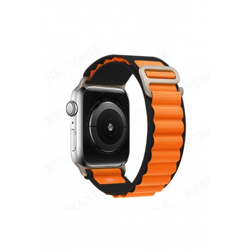 Newface Apple Watch 40mm Mountain Kordon - Siyah-Turuncu