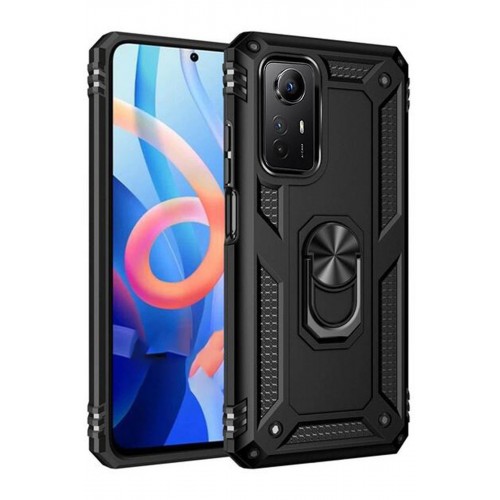 Newface Xiaomi Redmi Note 12S Kılıf Sofya Yüzüklü Silikon Kapak - Siyah