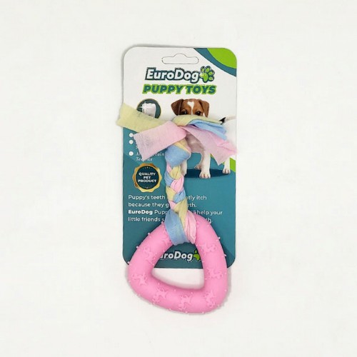 EuroDog Puppy Toys Pembe Üçgen Diş Kaşıma Oyuncağı