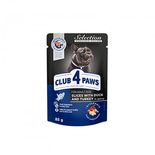 Club4Paws Ördek-Hindi Selection Pouch Küçük Irk Yetişkin Köpek Mamsı 85 Gr