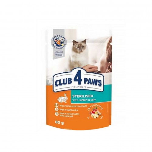 Club4Paws Kısır Kediler İçin Tavşanlı Yaş Mama 80 Gr