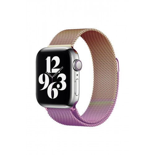 Newface Apple Watch 38mm Metal Mıknatıslı Kordon - Mor-Rose