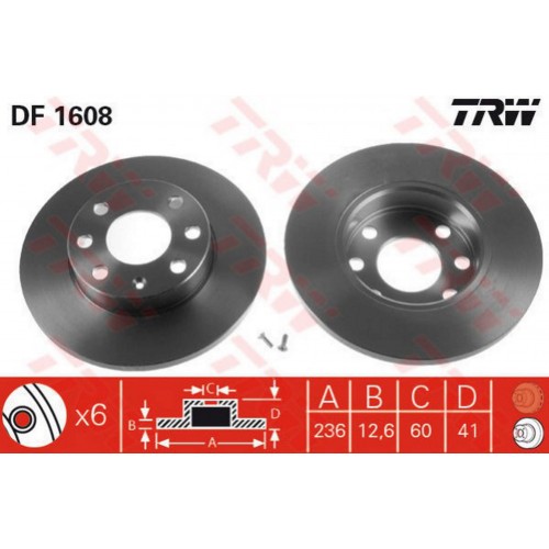 ÖN FREN AYNASI CORSA A-B-ASTRA F-VECTRA A-ASCONA C-KADETT D-E 236x12.6x6DL