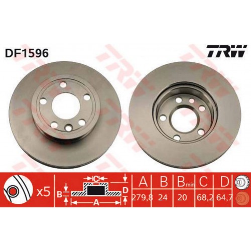 ÖN FREN AYNASI T4-CARAVELLA 1.8-1.9D-1.9TDI-2.0-2.4D-2.5-2.5TDI-2.8 90-97 279.8x24x5DLxHAVALI