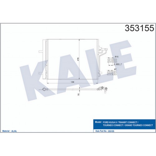 KLIMA RADYATORU KUGA II 14 1.5 16. TDCI FOCUS 2.0L ECOBOOST 15 YENI CONNECT 1.5-1.6 TDCI 14