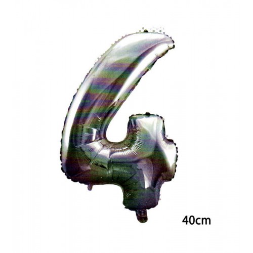 ZERO LAND - 16 inç 4 Rakamı Folyo Balon Gümüş 40 cm