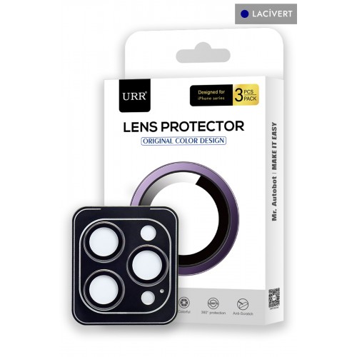 URR iPhone 15 Pro Titanium Alloy Kamera Lens Koruyucu - Mavi