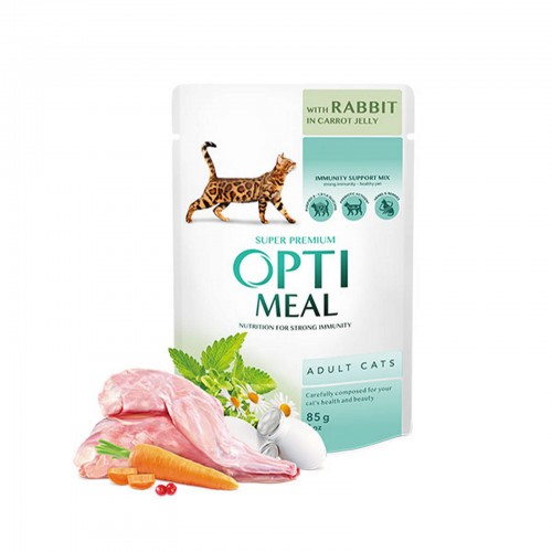 Optimeal Havuç Jöleli Tavşanlı Yaş Kedi Maması 85 Gr