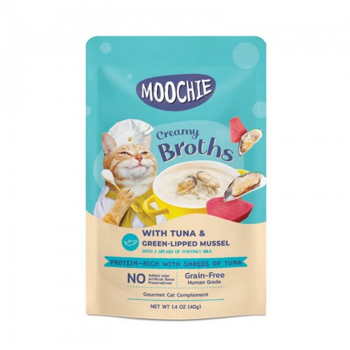 MOOCHIE ÇORBA KEDI ÖDÜLÜ TON-YEŞIL DUDAKLI MIDYELI 40 GR X 4 ADET