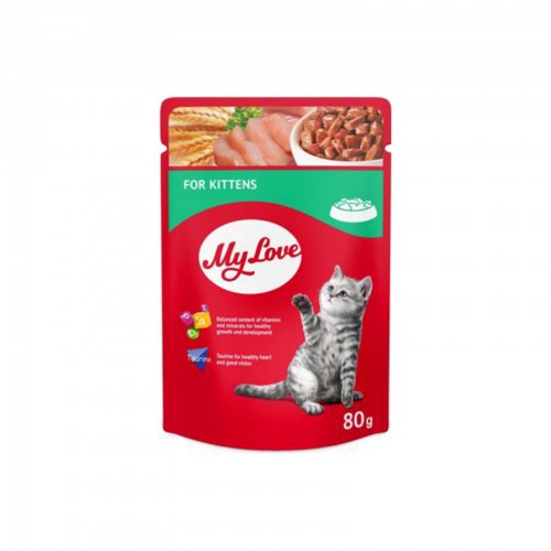 MY LOVE YAVRU KEDILER İÇIN POUCH KEDI MAMASI 80 GR X 6 ADET