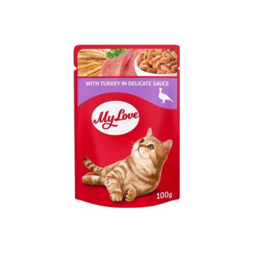 MY LOVE SOS İÇINDE HINDI ETLI POUCH KEDI MAMASI 100 GR X 6 ADET