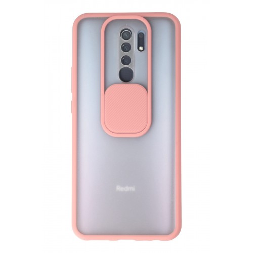 Newface Xiaomi Redmi 9 Kılıf Palm Buzlu Kamera Sürgülü Silikon - Pembe