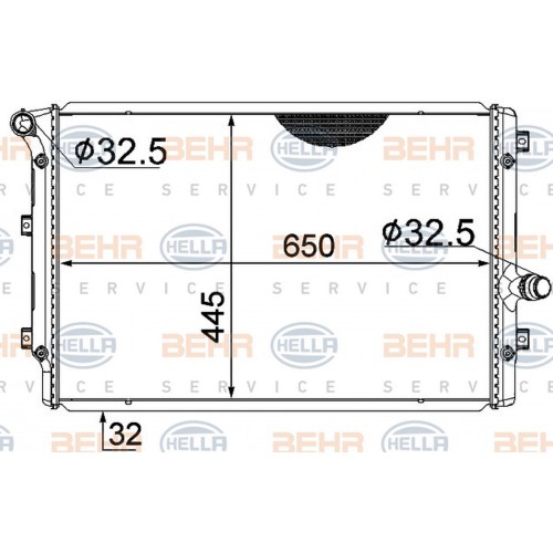 RADYATÖR VW CADDY III 2.0 TDI 10- EOS 2.0 TFSI 06- GOLF V 2.0 GTI (04-09 (AC KLİMASIZ)(648x438x32)