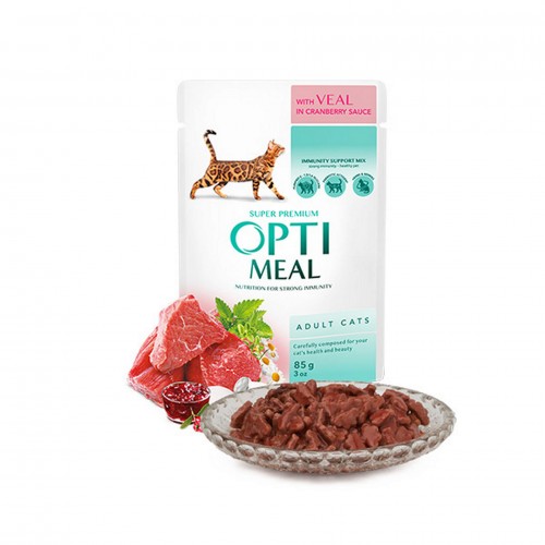 Optimeal Dana Etli Kızılcık Soslu Yaş Kedi Maması 85 Gr