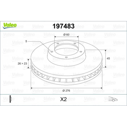 ÖN FREN AYNASI ASTRA J 10 CRUZE 09 AVEO 11 276x26x5DL 15 İNÇ HAVALI 95526655