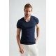 Erdem Lacivert V-Yaka Slim Unisex T-Shirt 1025 Renk Lacivert Beden L