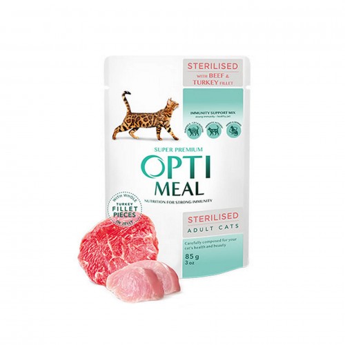 Optimeal Dana-Hindi Soslu Tahılsız Yaş Kısır Kedi Maması 85 Gr