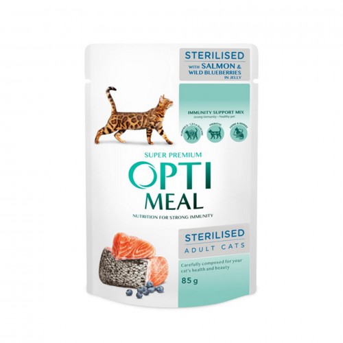 Optimeal Somon Yaban Mersin Jöle Yaş Kısır Kedi Maması 85 Gr