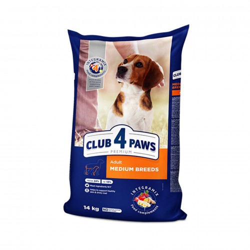 Club4Paws Premium Tavuklu Orta Irk Yetişkin Köpek Maması 14 Kg